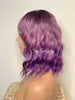 Short Purple Ombre Wavy Bob Wig with Bangs - Lauren