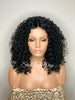 Synthetic Curly Full Wig Black Middle Part Shoulder Length - Monica