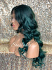 Lace Front Wig Long Synthetic Curly Layers Green Middle Part - Nora