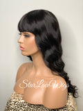 Long Wavy Black Brown Wig With Chinese Bangs - Asia
