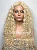 Long Blonde Lace Front Wig Wavy Layered Synthetic - Suzie