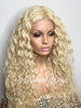 Long Blonde Lace Front Wig Wavy Layered Synthetic - Suzie
