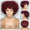 Short Curly Wig Layers Burgundy Bangs - Justina