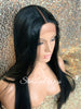 Long Straight Lace Front Wig Black Brown Middle Part Baby Hair Synthetic - Karmen