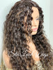 Lace Front Wig Long Wavy Curly Middle Part Brown #30 Highlights - Denise