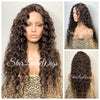 Lace Front Wig Long Wavy Curly Middle Part Brown #30 Highlights - Denise