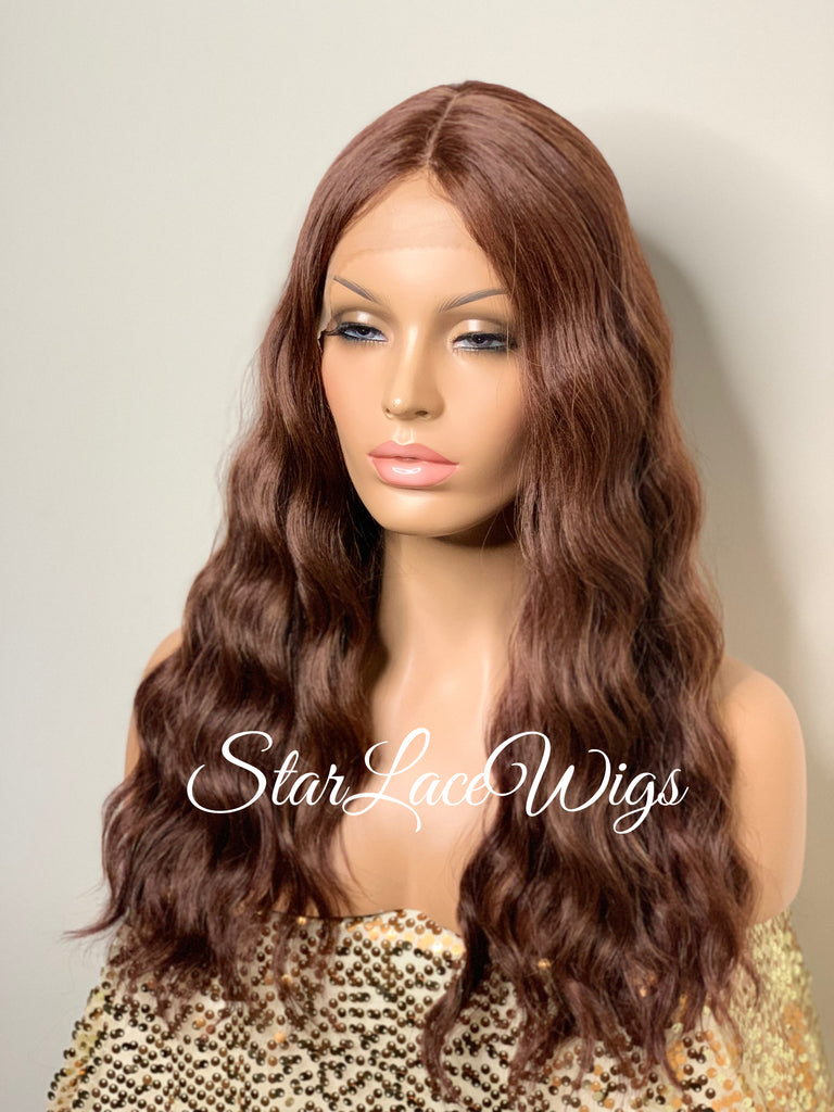 Lace Front Wig Long Wavy Middle Part Brown - Marie