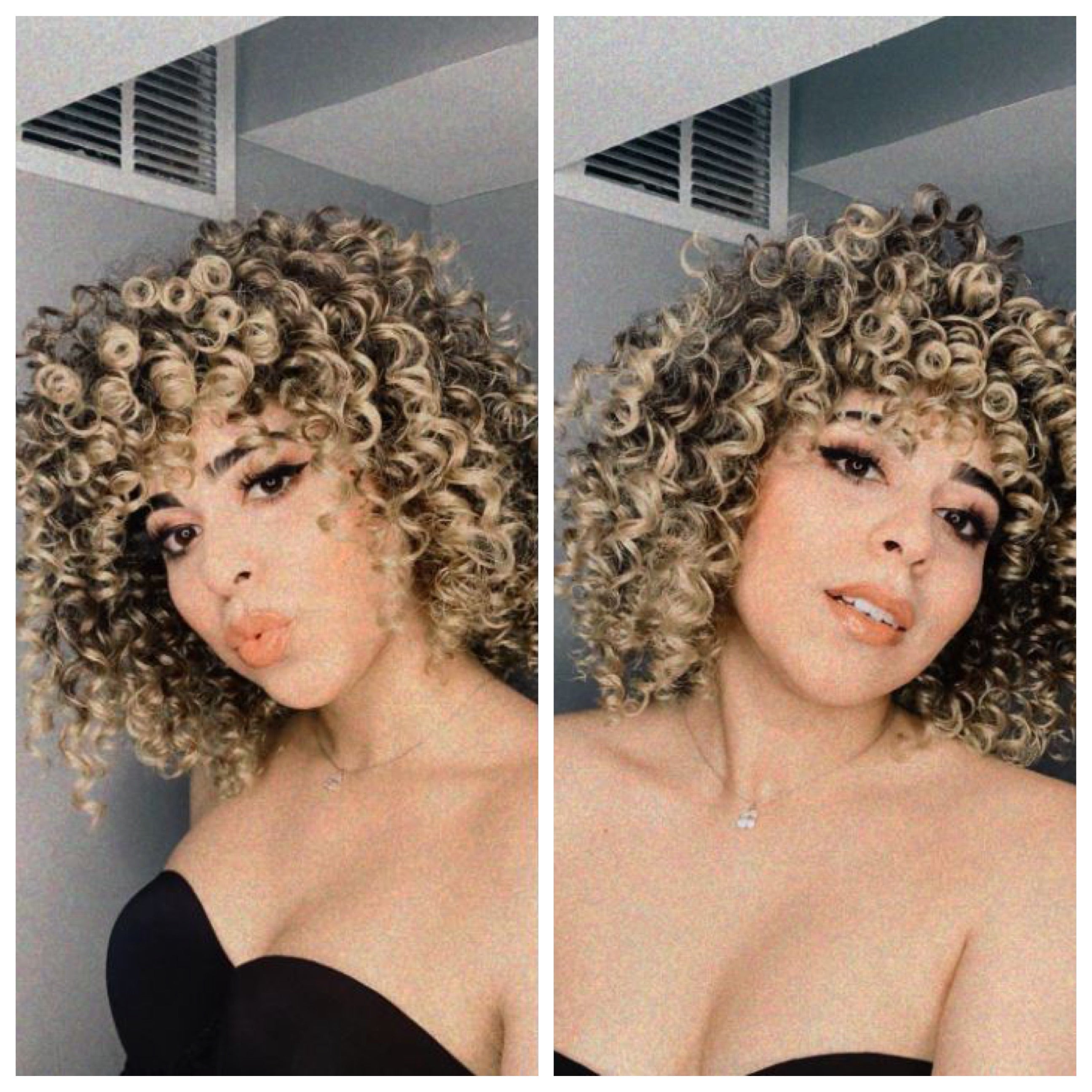 Synthetic Full Wig Curly Blonde Brown Mix Brooklyn