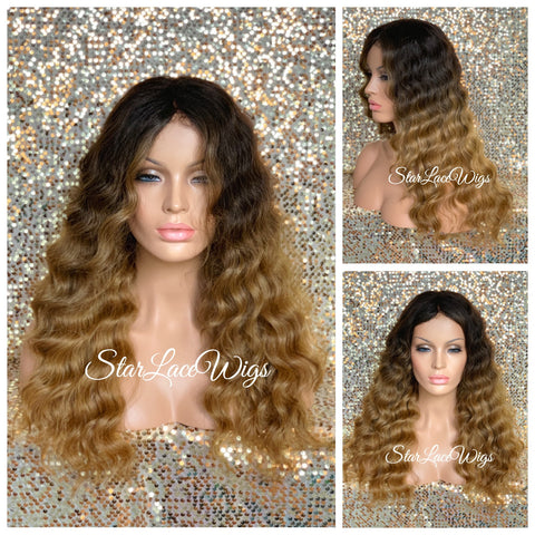 Human Hair Lace Front Wig Long Straight Natural Brown - Linda