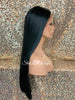 Long Straight Lace Front Wig Black Brown Middle Part Baby Hair Synthetic - Karmen