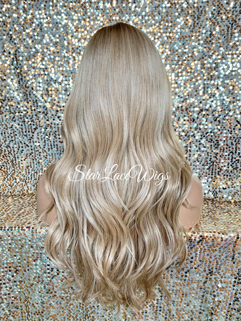 Lace Front Wig Synthetic Blonde Loose Waves Side Part Layers - Athena