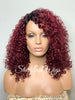 Synthetic Curly Full Wig Burgundy Dark Roots Shoulder Length - Cintia