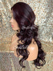 Lace Front Wig Long Synthetic Curly Layers Dark Burgundy Plum Middle Part - Lori