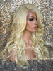 Long Platinum Blonde Lose Curly Layered Synthetic Lace Front Wig Bangs - Jazzy