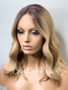 Lace Front Wig Bob Wavy Blonde Dark Roots Synthetic - Shelly