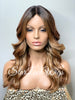 Long Loose Curly Wig Honey Blonde Strawberry Blonde Dark Roots Middle Part Synthetic - Selina