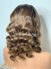 Short Wavy Ash Brown Lace Front Bob Wig Highlights (6x13) Parting Space - Joey