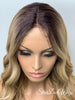 Lace Front Wig Bob Wavy Blonde Dark Roots Synthetic - Shelly