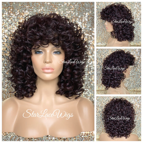 Lace Front Wig Short Wavy Synthetic Bob Black Brown - Amanda
