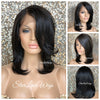 Lace Front Wig Bob Black Side Part Straight Bangs - Elanor
