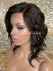 Lace Front Wig Asymmetrical Angled Bob Wavy Brown #4 Bangs - Mindy