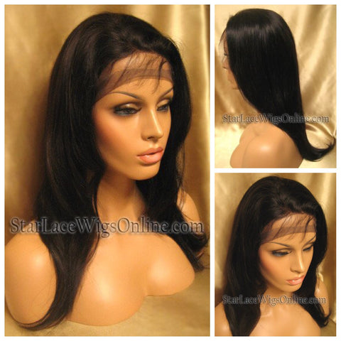 Yaki Straight Indian Remy Full Lace Wig - Stock - Brandy