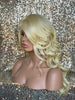 Long Platinum Blonde Lose Curly Layered Synthetic Lace Front Wig Bangs - Jazzy
