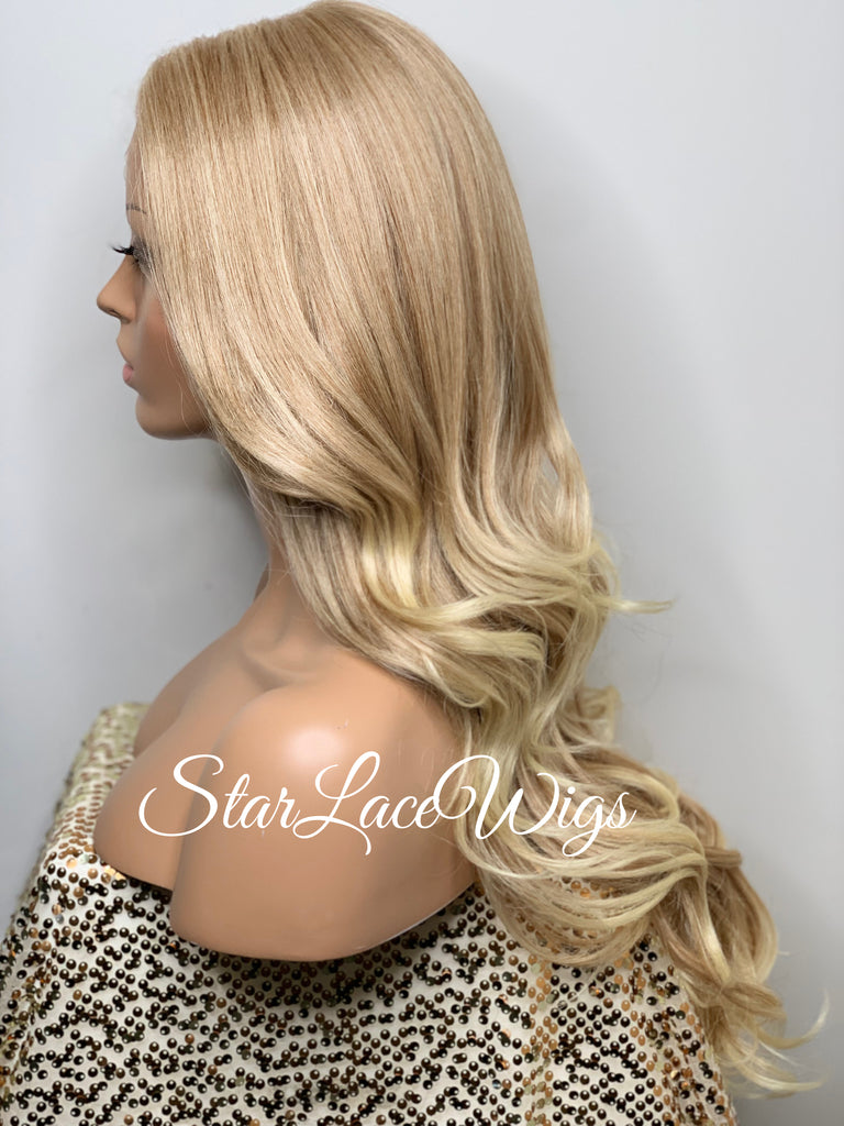 Blonde Lace Front Wig Loose Curls Layered Synthetic - Mary