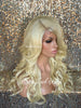 Long Platinum Blonde Lose Curly Layered Synthetic Lace Front Wig Bangs - Jazzy
