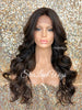 Lace Front Wig Long Synthetic Curly Layers Brown #4 Highlights #30 - Fawn