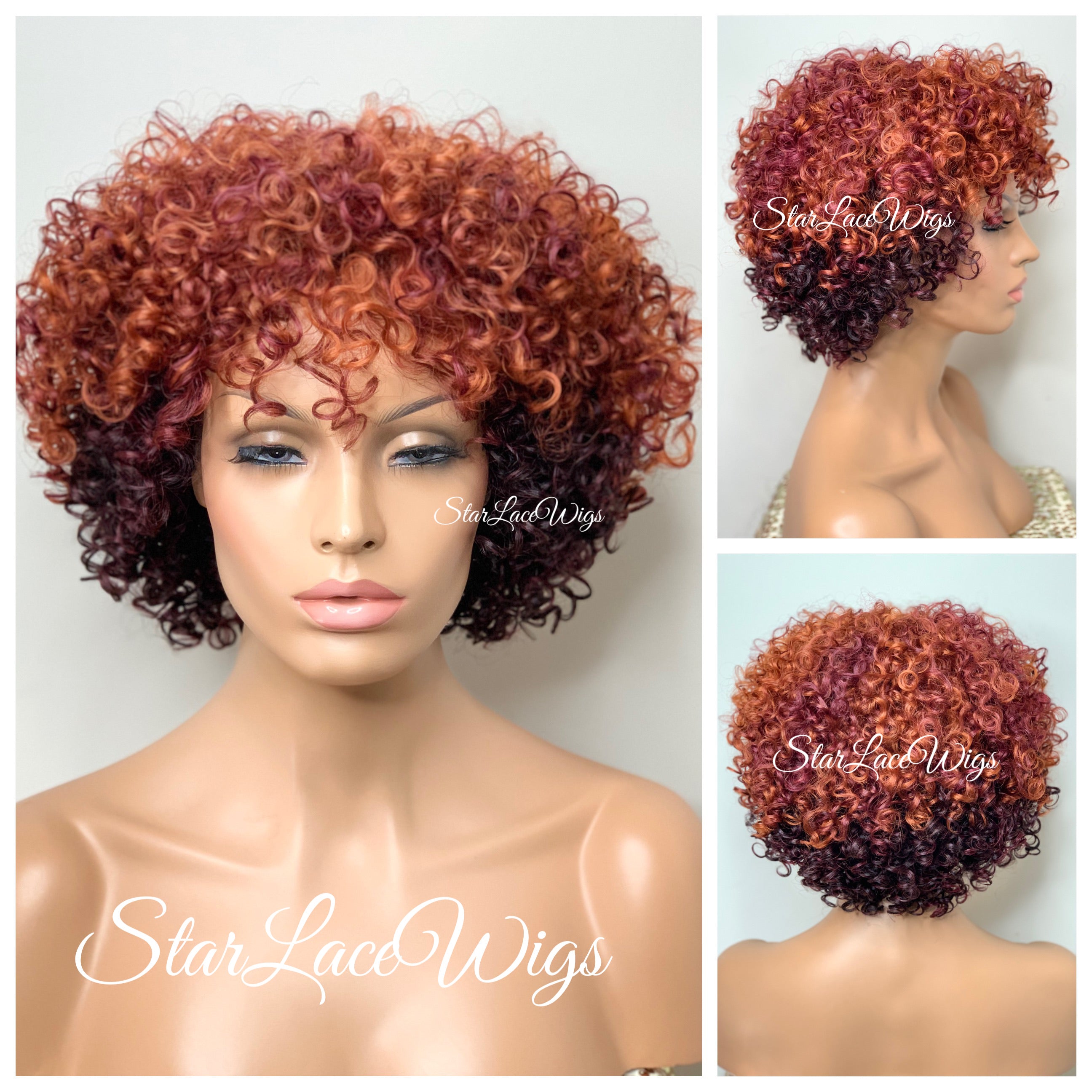 Curly Ombre Synthetic Wig Bangs- Carla | Starlacewigs