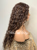 Lace Front Wig Long Wavy Curly Middle Part Brown #30 Highlights - Denise