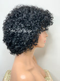Short Curly Wig Layers Black Bangs - Tina