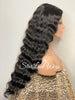 Long Body Wave Wig Black Brown Middle Part Synthetic - Susan