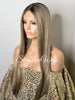 Dark Ash Blonde Lace Front Wig Long Straight Dark Roots Middle Part Synthetic - Mila