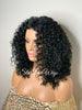 Synthetic Curly Full Wig Black Middle Part Shoulder Length - Monica