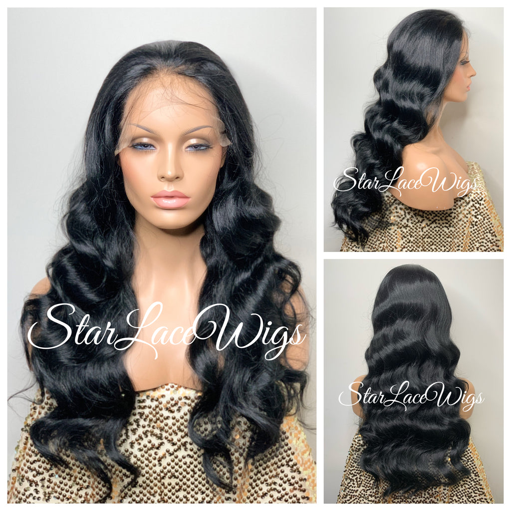Long Wavy Lace Front Wig (6x13) Parting Space Black - Chasity