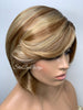 Full Bob Wig Bangs Synthetic Straight Blonde Dark Roots Side Part - Jennifer