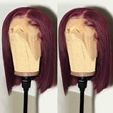 Human Hair Bob Lace Front Wig 13x4 Straight Burgundy - Lena