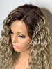 Lace Front Wig Dirty Ash Blonde Dark Roots Long Wavy Side Part - Daria