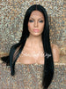 Long Straight Lace Front Wig Black Brown Middle Part Baby Hair Synthetic - Karmen