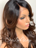 Lace Front Wig Synthetic Dark Roots #1b Curly Brown #4 #30 Long Bangs - Karen