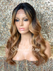 Lace Front Wig Long Synthetic Loose Waves 27/30 Dark Roots Middle Part - Irene