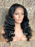 Long Wavy Lace Front Wig (6x13) Parting Space Body Wave Black - Faith