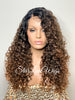 Curly Brown Lace Front Wig Long Curly Layers Middle Part - Vivian