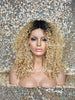 Synthetic Curly Full Wig Blonde Dark Roots Shoulder Length - Dina