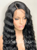 Long Wavy Lace Front Wig Side Part Black - Alexis