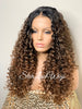 Curly Brown Lace Front Wig Long Curly Layers Middle Part - Vivian