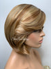 Full Bob Wig Bangs Synthetic Straight Blonde Dark Roots Side Part - Jennifer