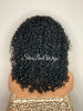 Synthetic Curly Full Wig Black Middle Part Shoulder Length - Monica